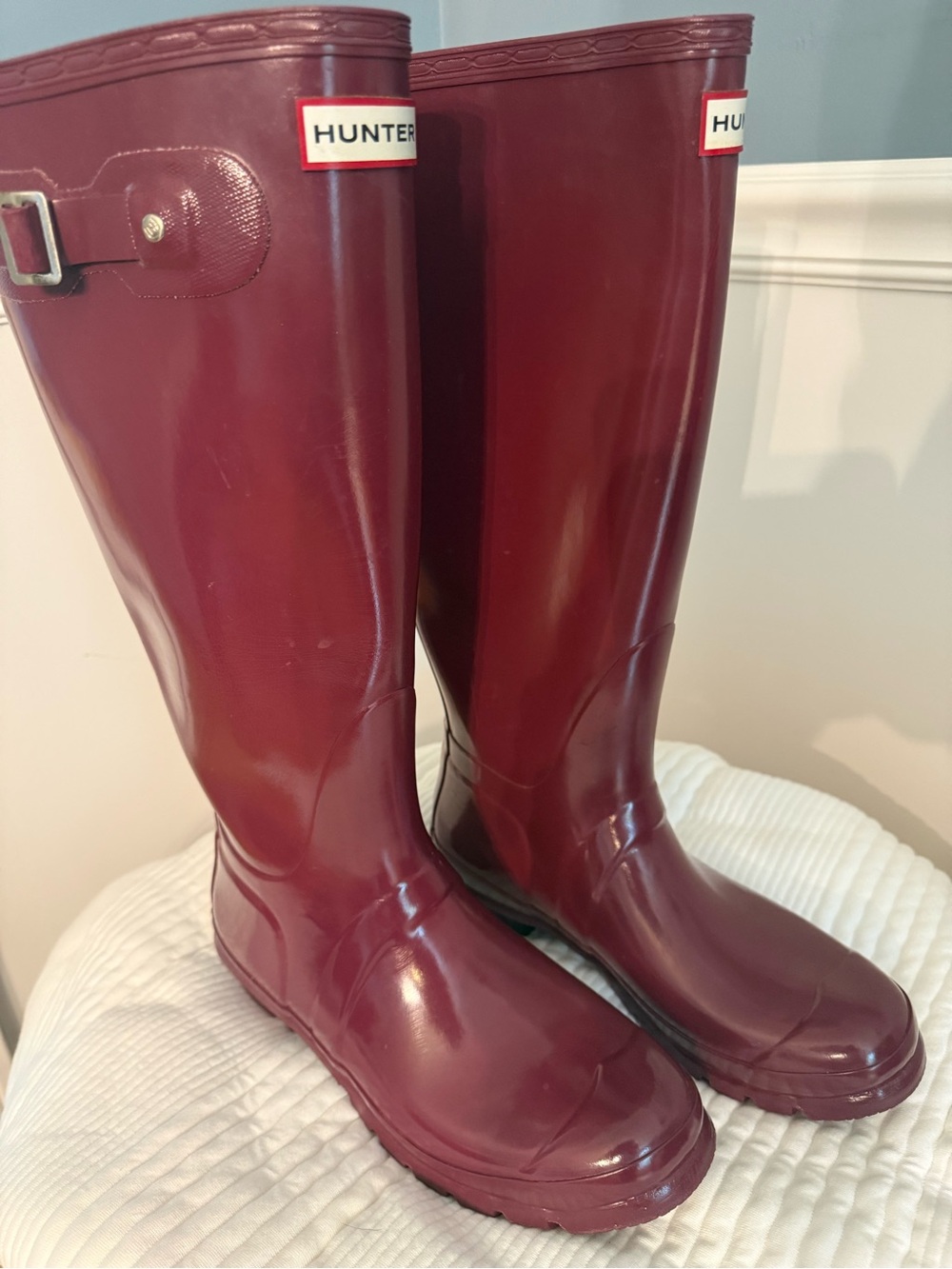 Hunter Women's Tall Rain Boots - Wine Burgundy